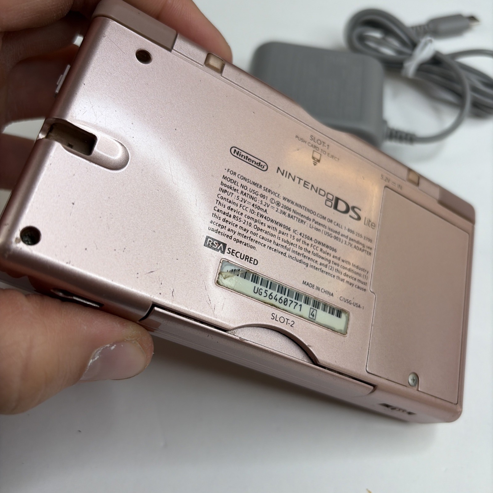 Nintendo DS Lite Rose Pink Handheld Console US Model w/ Charger Tested