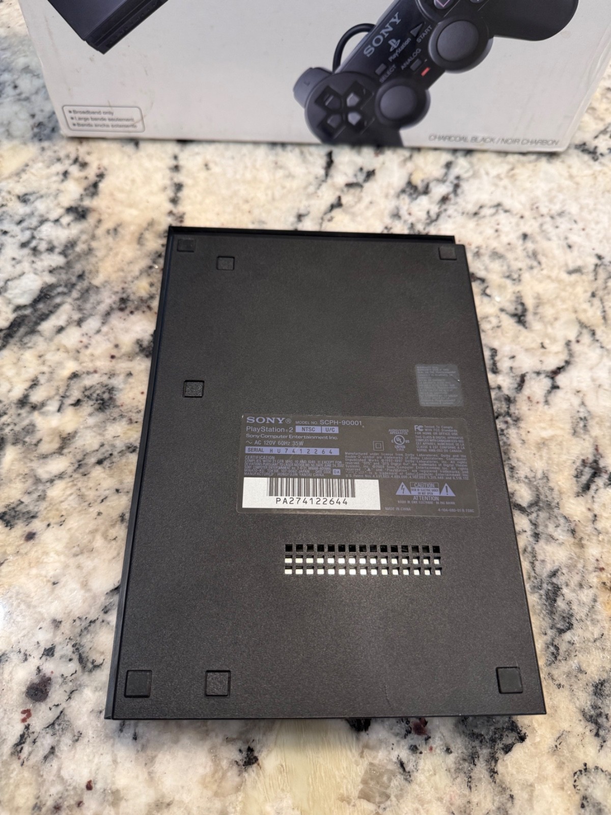 Playstation PS2 Slim SCPH-90001 with box and matching serial number.