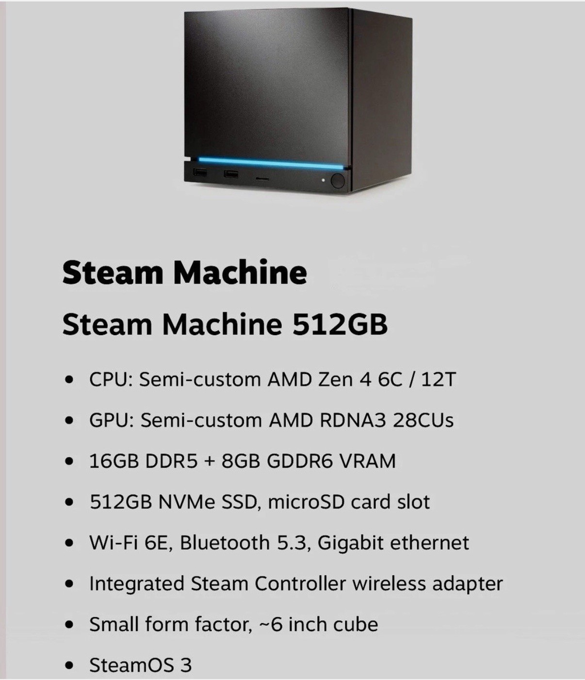 VALVE STEAM MACHINE 512 GB WITH CONSOLE CONTROLLER BUNDLE – BRANDNEW PC