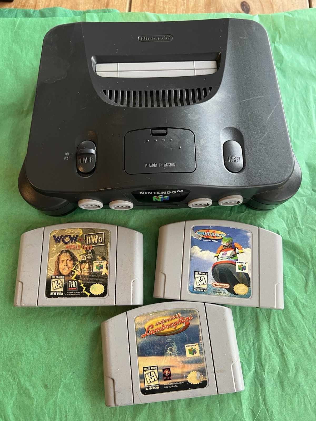 Nintendo 64 N64 Black Console Only NUS-001 USA Tested Works No Cables 3 Games
