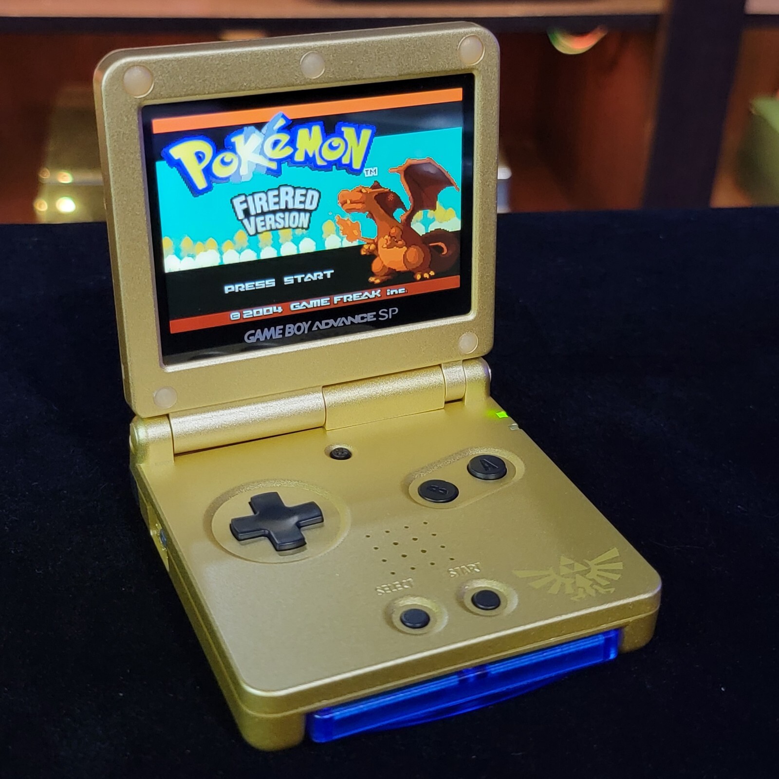 Nintendo Gameboy Advance SP Legend of Zelda Gold IPS MOD Adjustable Brightness