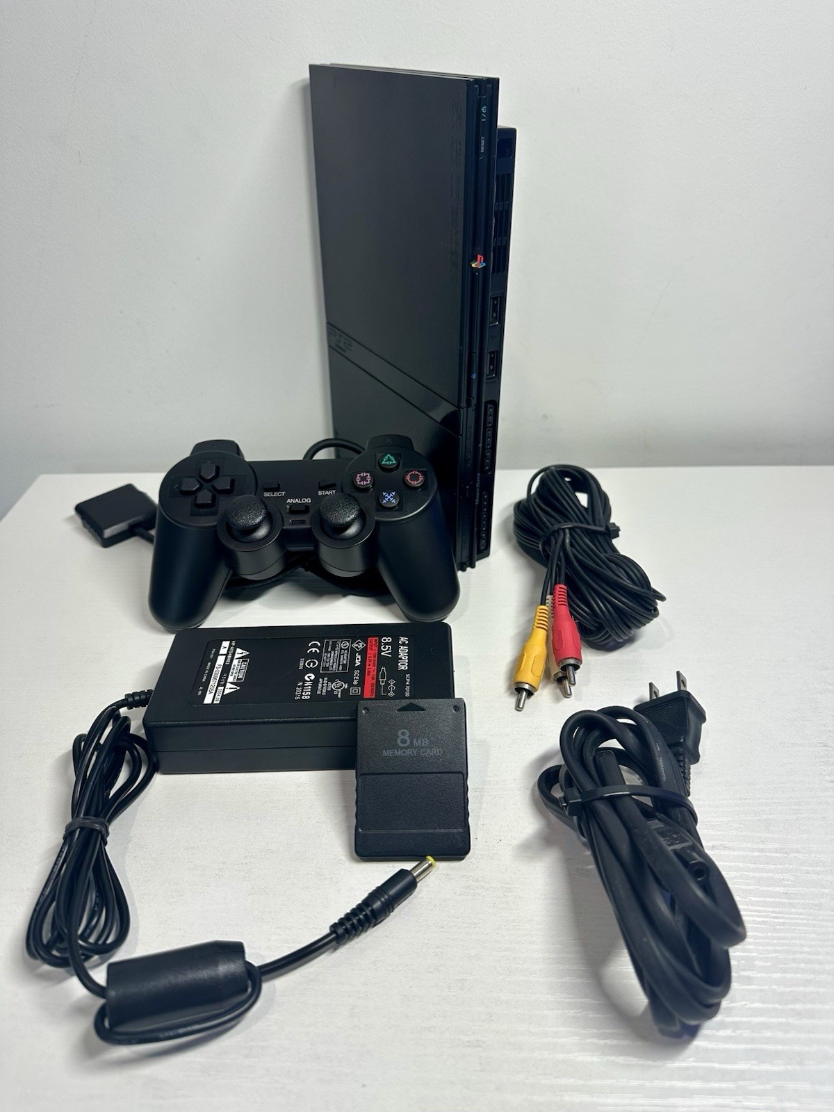 Sony PlayStation 2 PS2 Slim Black Console Bundle –Controller / Cables / 8MB Card