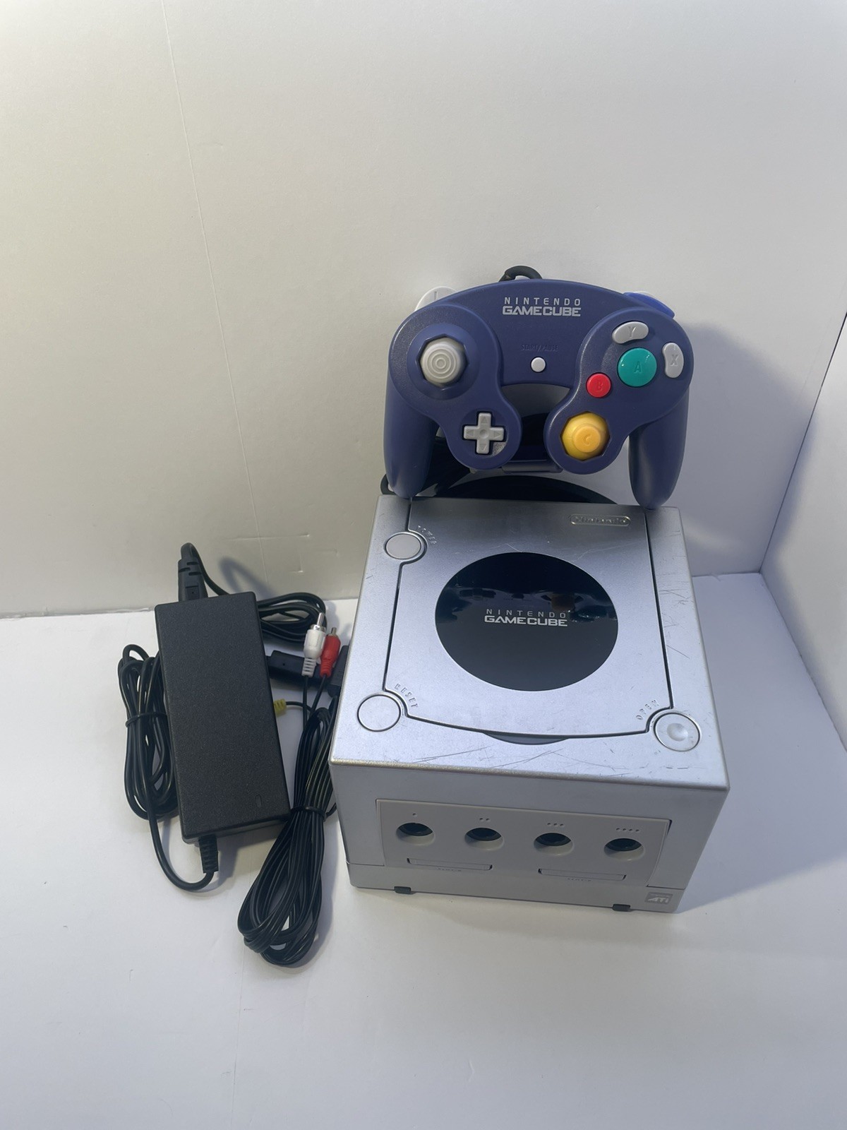 Nintendo GameCube DOL-101 Silver | 1 Controller + Cords Starter Kit