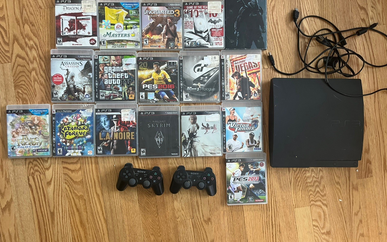 Playstation 3 Console Bundle Lot 3 Controllers 17 Games PS3 Tested Works Charger