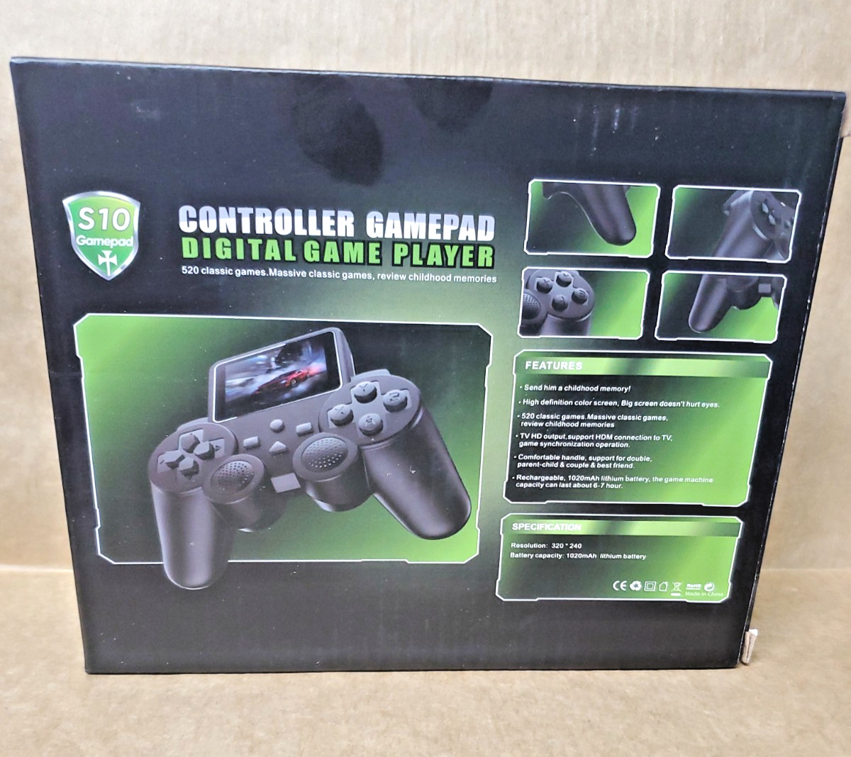 S10 Handheld Gamepad Controller Video Game Player, Black, 520 Built-In Games
