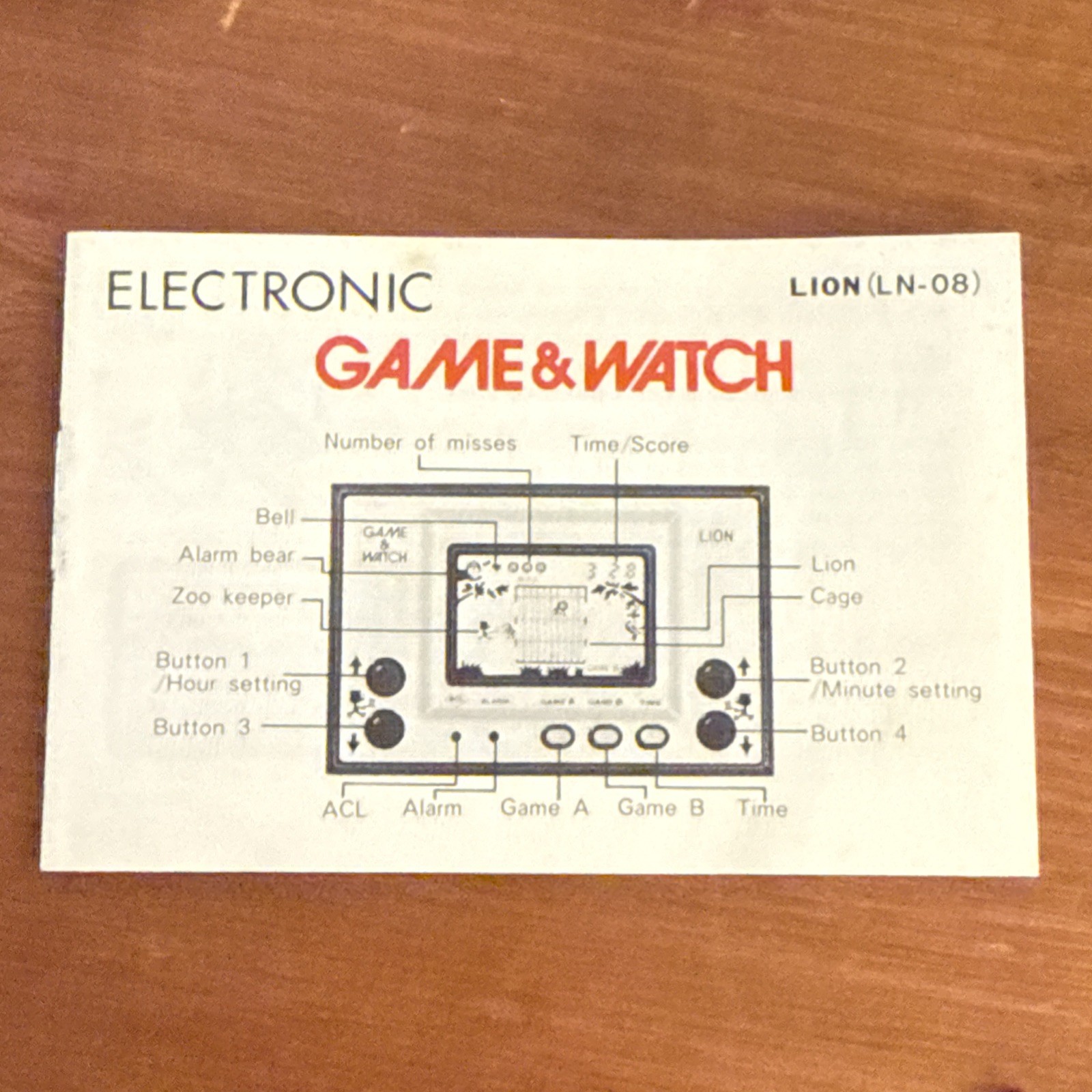 Nintendo Game & Watch LION LN-08 Gold Series 1981 With Box Working