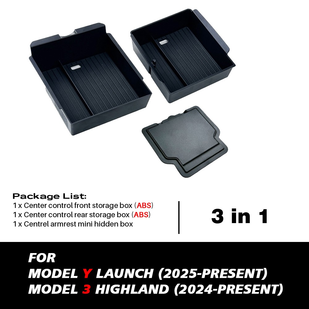 TESY Console Armrest Storage Box For Tesla New Model Y Juniper Launch ABS