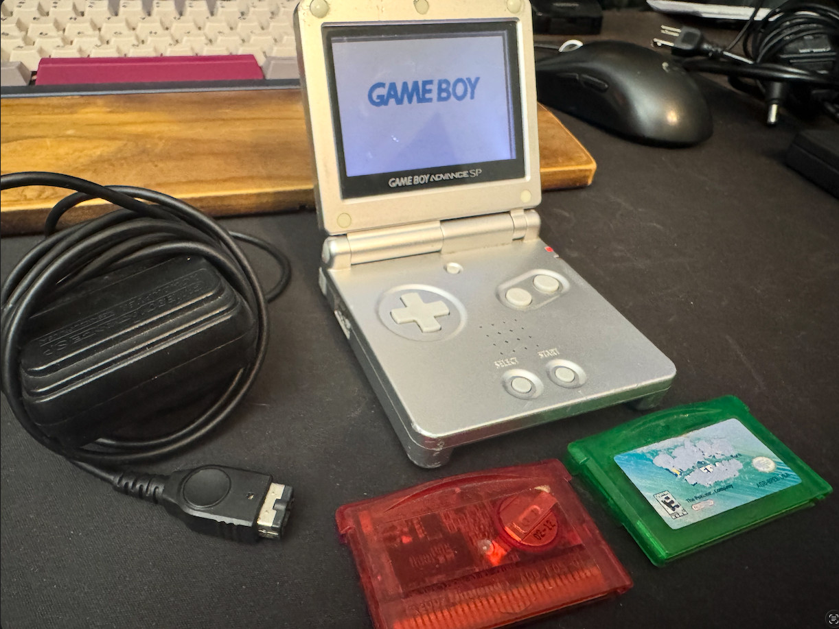 Nintendo Game Boy Advance GBA SP Silver Tested w/ Pokemon Emerald & Ruby