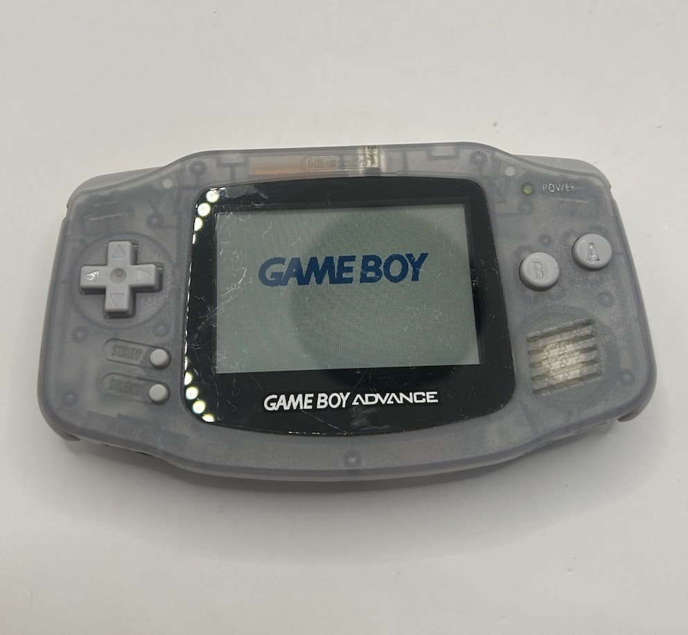 Nintendo Game Boy Advance Console Clear Glacier *missing battery cover* Great